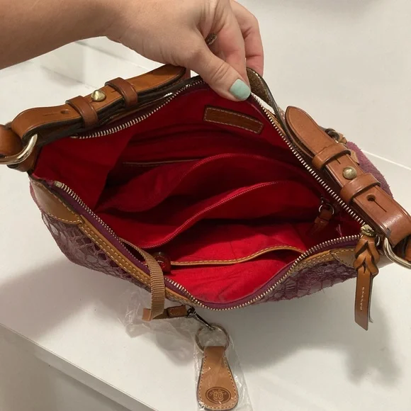 Dooney & Bourke Erica Hobo Rasberry Snakeskin Hobo Bag - Picture 11 of 14